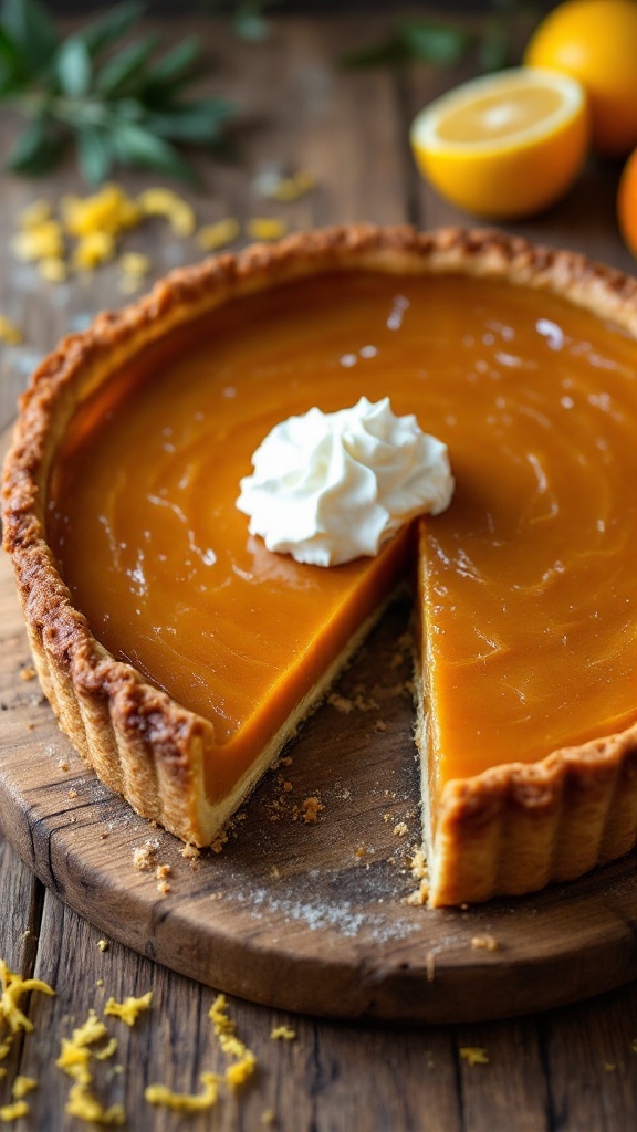 Classic Treacle Tart Recipe A classic treacle tart with a golden crust and amber filling, served with whipped cream.