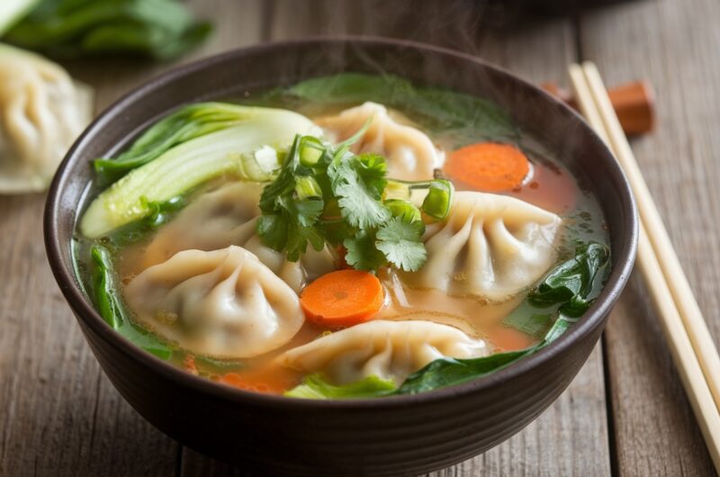 Easy Asian Dumpling Potsticker Soup Recipe