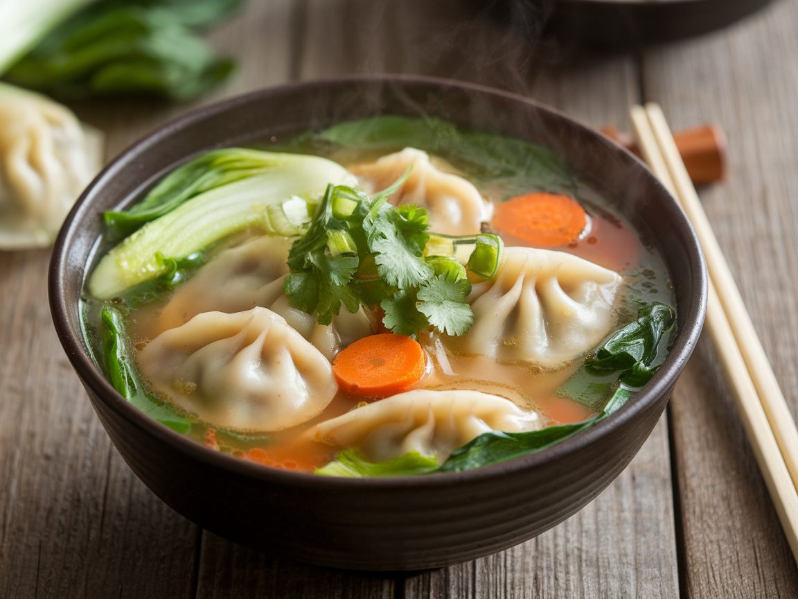 Easy Asian Dumpling Potsticker Soup Recipe